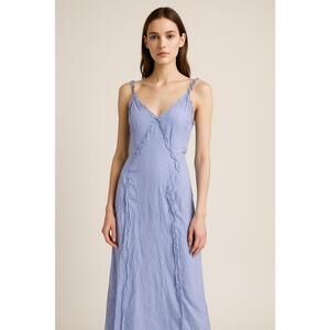 Jason Wu 100% Silk Maxi Light Blue Frayed Slip Style Sz 14 Strapless